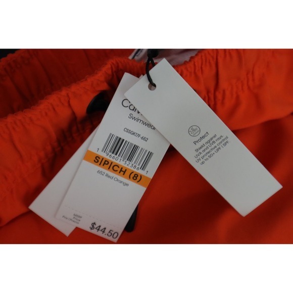 Calvin Klein Big Boys Ombre Logo Swim Trunks - Red Orange - Size Small - Picture 6 of 7